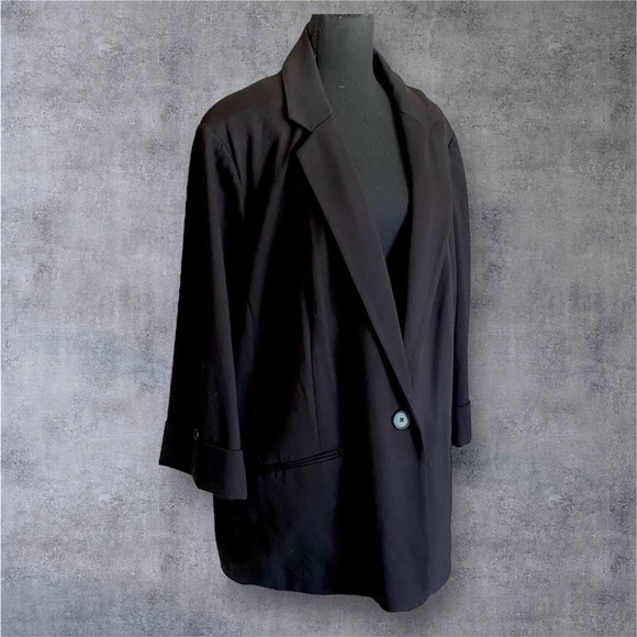 AK COLLECTION (ANNE KLEIN) Blazer Oversized Plus Size 3X Black Single ButtonNWT - Picture 12 of 15